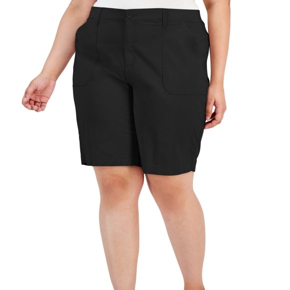 Karen Scott Plus Size Bermuda Shorts, Deep Black - Picture 1 of 13